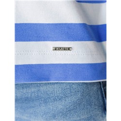 Футболка в полоску с V-вырезом и цельнокроеным рукавом из премиального хлопка