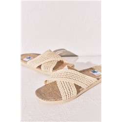 Sandalia tiras efecto rafia