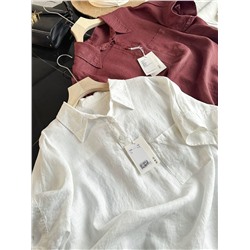 Женская свободная льняная рубашка поло 2 цвета КО*С