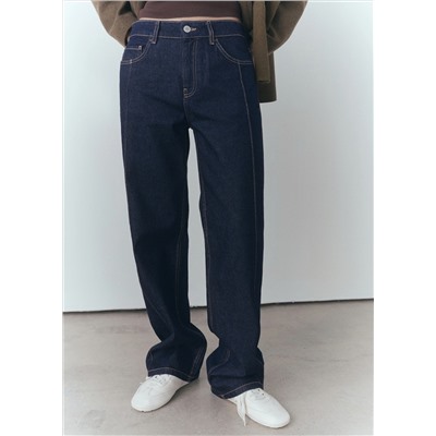 Jeans rectos rinse wash costuras