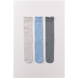 Pack 3 calcetines largos lurex azul