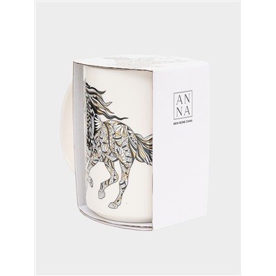 Кружка, 500 мл, фарфор N, белая, Лошадь, Wild