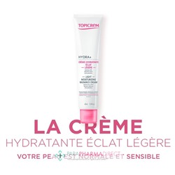 Topicrem Hydra+ - Crème Hydratante Eclat - Légère - Peaux Sensibles, Normales à Mixtes 40 ml