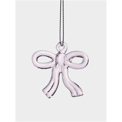 Игрушка елочная, 5 см, стекло, розовая, Бантик, Event