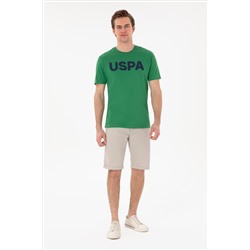 Erkek Regular Fit Bisiklet Yaka Yeşil Basic Tişört