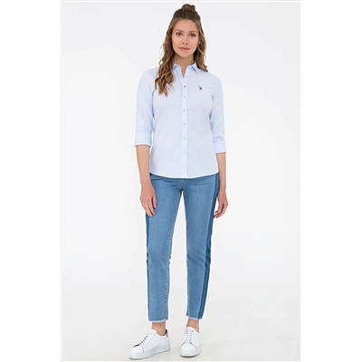 Kadın Açık Mavi Uzun Kollu Basic Gömlek