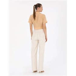 Krem Flare Hıgh Waist Pantolon