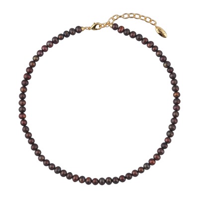 Колье (жемчуг шоколадный 5-6мм; покрытие золото) 38-45см