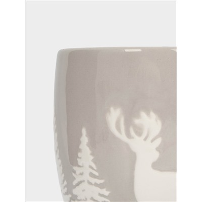 Кружка, 360 мл, керамика D, серо-белая, Олень в лесу, Maral grey