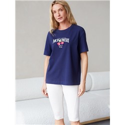 Футболка с принтом свободная эластичная из премиального хлопка