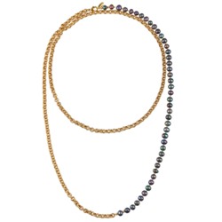 Колье (жемчуг бензиновый 6мм; покрытие золото) 140см, Есть комплект