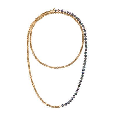 Колье (жемчуг бензиновый 6мм; покрытие золото) 140см, Есть комплект