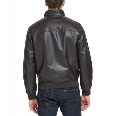 Tommy Hilfiger Men's Faux Leather Stand Collar Bomber