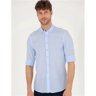 Açık Mavi Slim Fit Uzun Kollu Gömlek