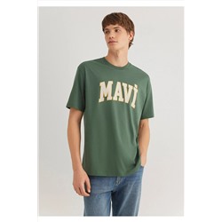 Mavi Logo Baskılı Yeşil Tişört Loose Fit / Bol Rahat Kesim 0611711-81570
