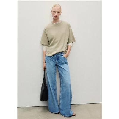 Jeans wideleg tiro bajo cinturón