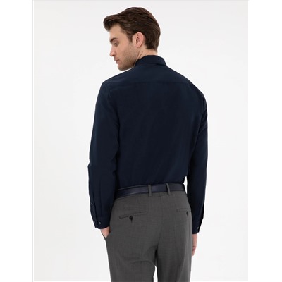 Lacivert Regular Fit Uzun Kollu Basic Gömlek