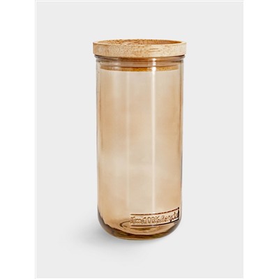Банка для сыпучих продуктов, 820 мл, стекло/дерево, коричневая, Jars