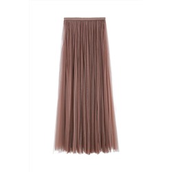 Falda larga de talle alto Marrón