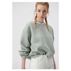Mavi Bisiklet Yaka Yeşil Basic Sweatshirt 1610198-70155
