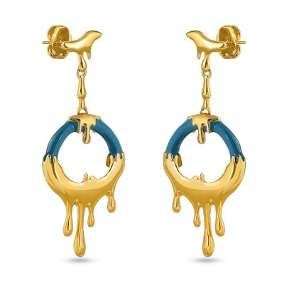 Серьги Оттепель (эмаль изумруд; покрытие золото), Есть комплект