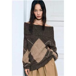 Трикотажный джемпер с приспущенными плечами ЗАР*А