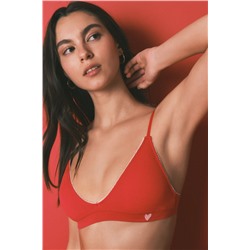 Sujetador triangular Seamless canalé rojo