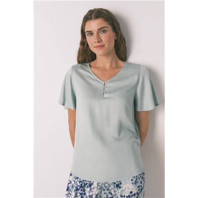 Pijama satén viscosa floral verde