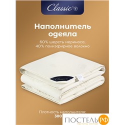 CLASSIC by T МЕРИНО Одеяло 200х210,1пр.,хлопок/меринос.шерсть/полиэф.вол.