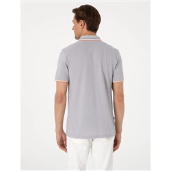 Açık Gri Slim Fit Polo Yaka Tişört