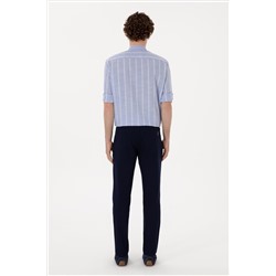 Erkek Lacivert Slim Fit Kanvas Pantolon