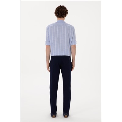 Erkek Lacivert Slim Fit Kanvas Pantolon