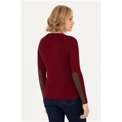 Kadın Bordo Bisiklet Yaka  Basic Kazak