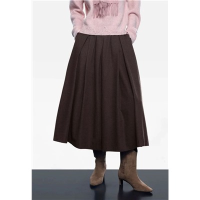 Женская  плиссированная натуральная твидовая юбка