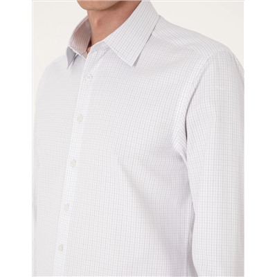 Gri Kareli Slim Fit Uzun Kollu Gömlek