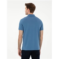 Koyu Mavi Slim Fit %100 Pamuk Polo Yaka Basic Tişört
