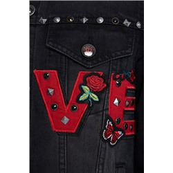 Cazadora denim detalles tachuelas