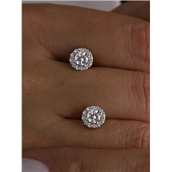 Серьги-пусеты из серебра с фианитами родированные 925 пробы с-3789-р