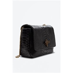 Bandolera de piel Negro y dorado - Firenze Artegiani