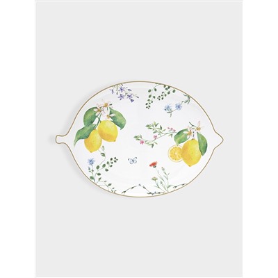 Блюдо, 25х18 см, фарфор P, овальное, белое, Цветы и лимоны, Fleurs et Citrons