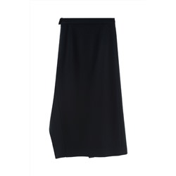 Falda asimétrica de talle alto de lana - Negro