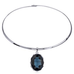 Колье Сияние (кристаллы SW темно-синие; покрытие родий) 42см, Есть комплект