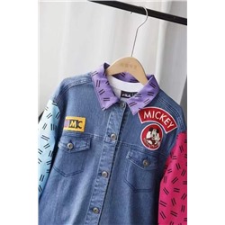 Женская джинсовая куртка Disne*y 😍  Яркая , с контрастными рукавами, нашивками свободного кроя  Оригинал, экспорт