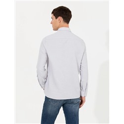 Açık Gri Slim Fit Uzun Kollu Gömlek