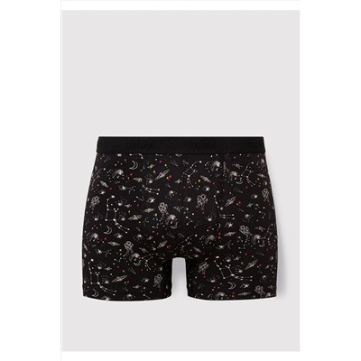 Mavi Galaksi Baskılı Siyah Boxer 092084-900