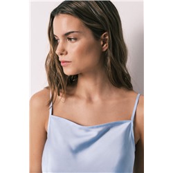 Camisón midi tirantes satén azul