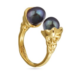 Кольцо (жемчуг бензиновый 8мм; покрытие золото), Есть комплект