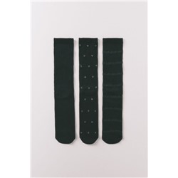 Pack 3 calcetines largos textura negros