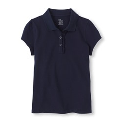Girl Short Sleeve Ruffle-Placket Polo