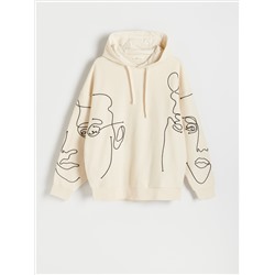 Hoodie aus Strukturjersey mit Stickereidetail